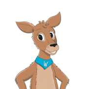 Das Maskottchen Reh Waldi von der Ferienwelt Winterberg.